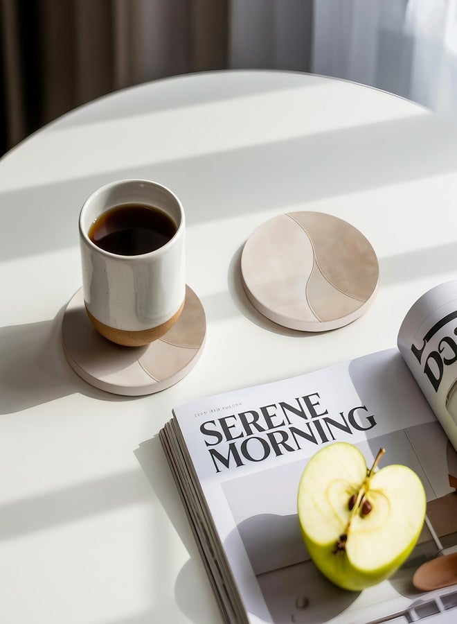 VEYRO Coasters Set of 6 for Drinks - Absorbent Ceramic Stone Drink Coasters with Cork Backing for Coffee Table & Desk, Modern Marble Look Cup Coaster Set, Housewarming Gift for New Home - Image 3